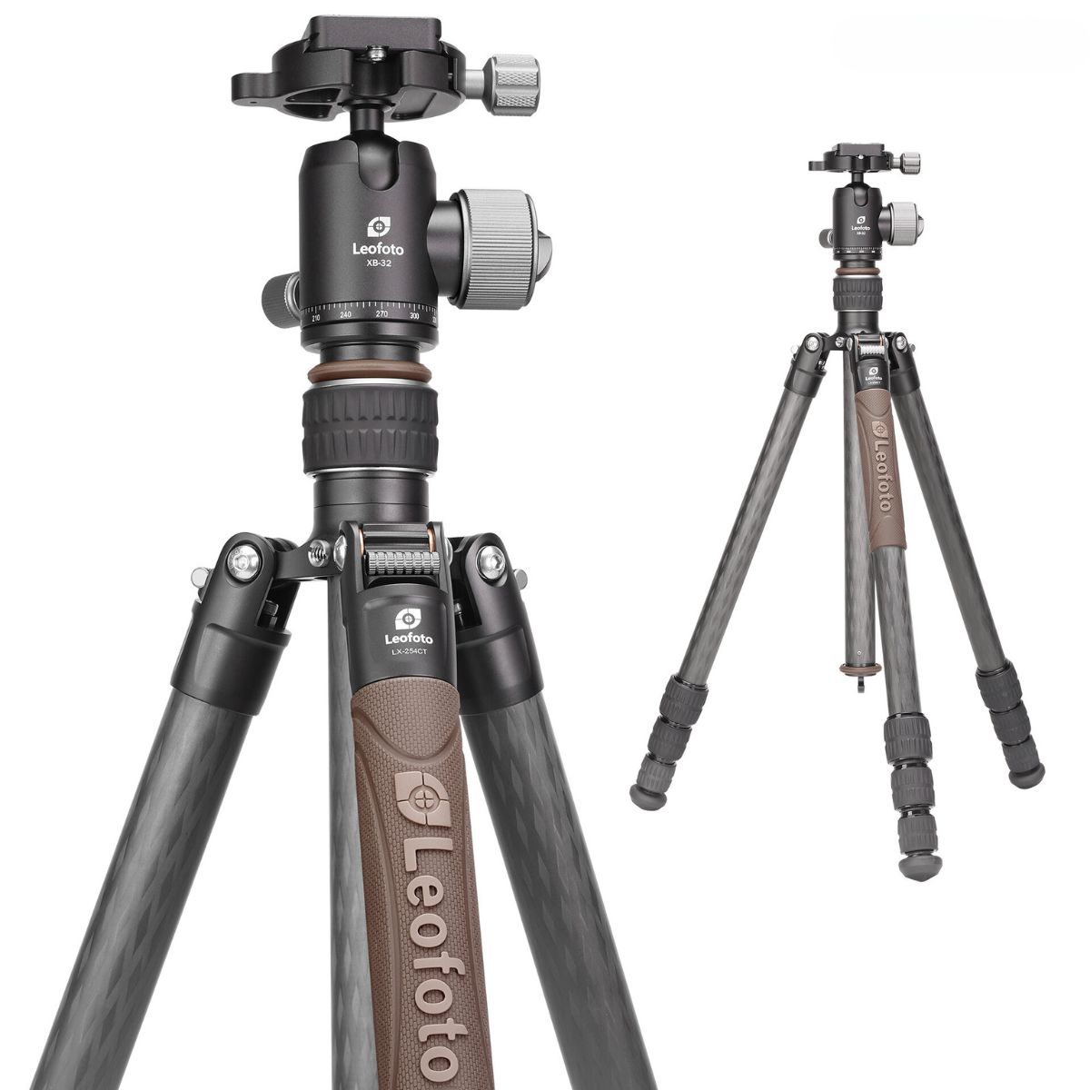Leofoto Urban LX-254CT 10 Layer Carbon Hollow-out Spider 180 Degree Folding Silicone Handle Tripod with XB-32 Ball Head
