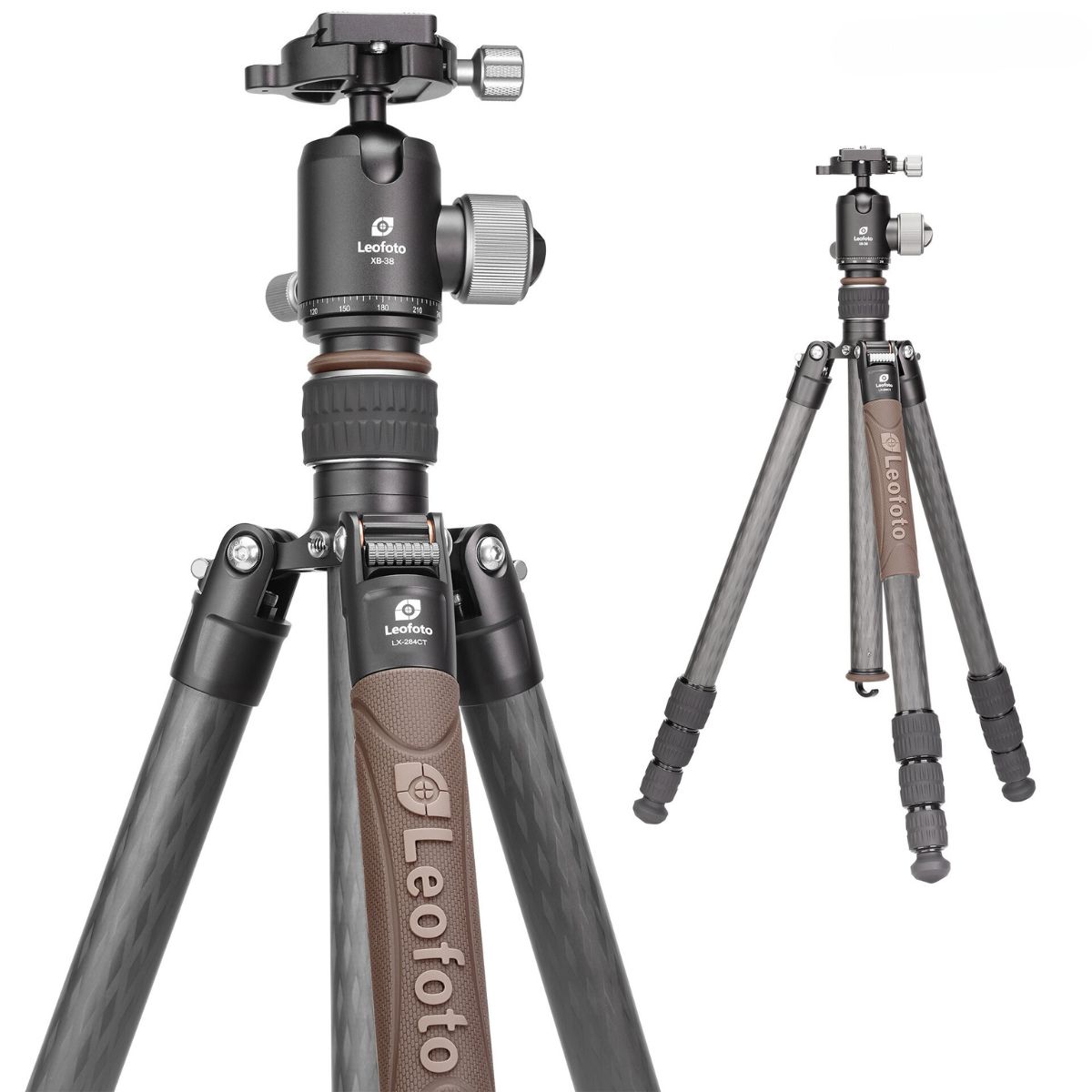Leofoto Urban LX-284CT 10 Layer Carbon Hollow-out Spider 180 Degree Folding Silicone Handle Tripod with XB-38 Ball Head