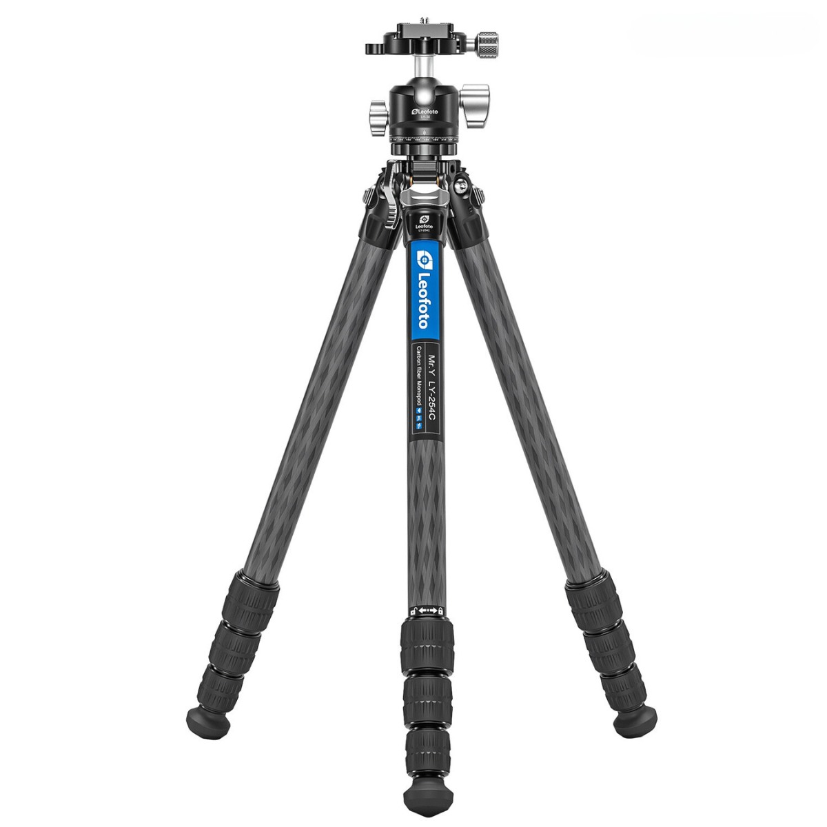 Leofoto MR.Y LY-254C 10 Layer Carbon Y Shaped Centre Tripod with LH-30 Low Profile Ball Head - Max Load 8kg, Min 140 mm to Max 1500mm