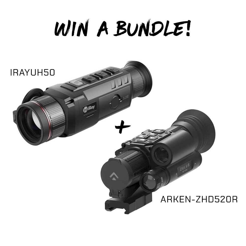 WIN A BUNDLE: InfiRay Unique UH50 50mm 4-16x 640x512 <25mk HD AMOLED Thermal Monocular + Arken Optics ZULUS HD 5-20X Digital Night Vision Scope w/ LRF & Ballistic Calc + Rail