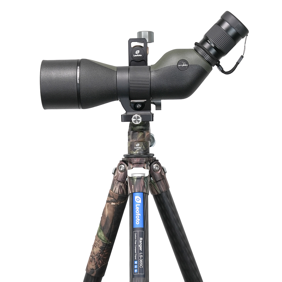 Optisan PL 15-60x80 ED Angled Spotting Scope and Leofoto Ranger LS-365C Lightweight Carbon Tripod