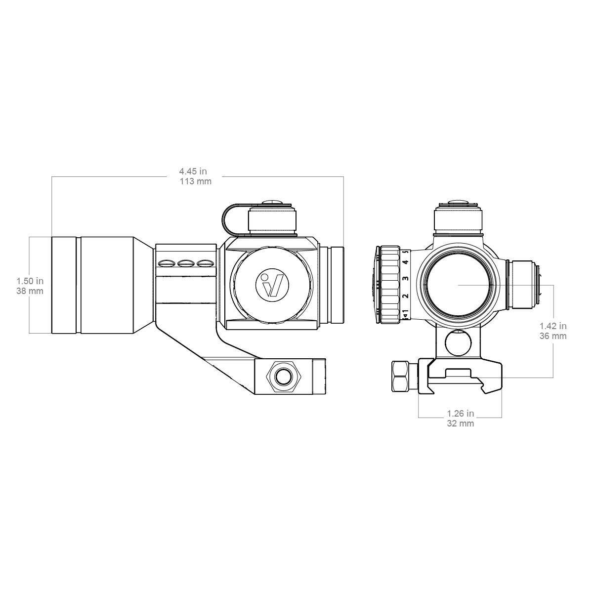 Vector Optics Victoptics T4 1x24 5 MOA Picatinny Red / Green Dot Sight