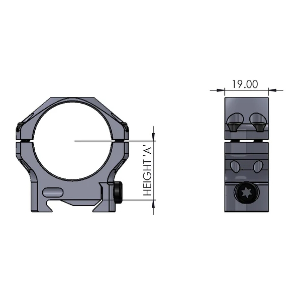 Tier One 36mm Medium 4 Screw Bubble Level Picatinny Rings