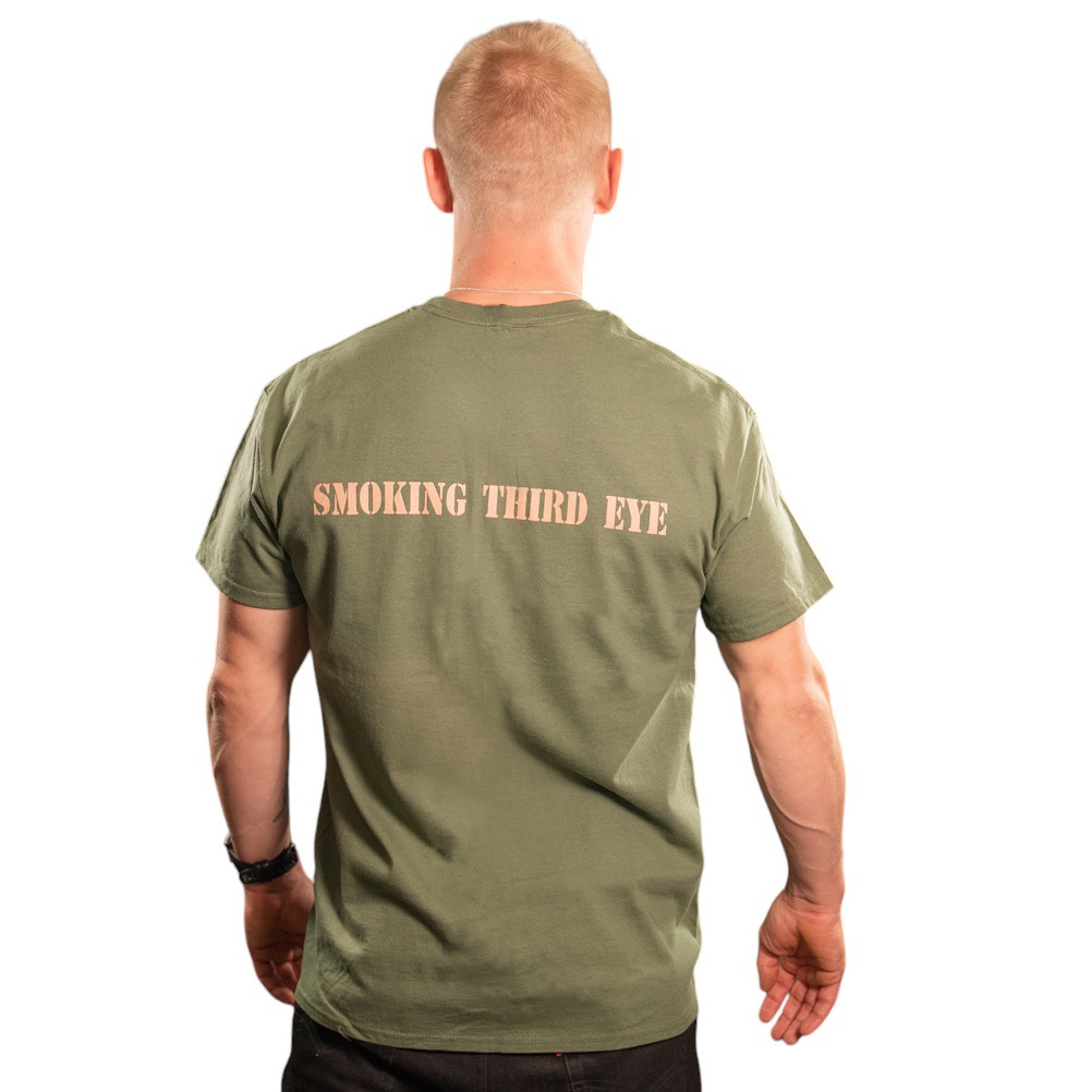 Smoking Third Eye Logo T-Shirt - Green / Tan