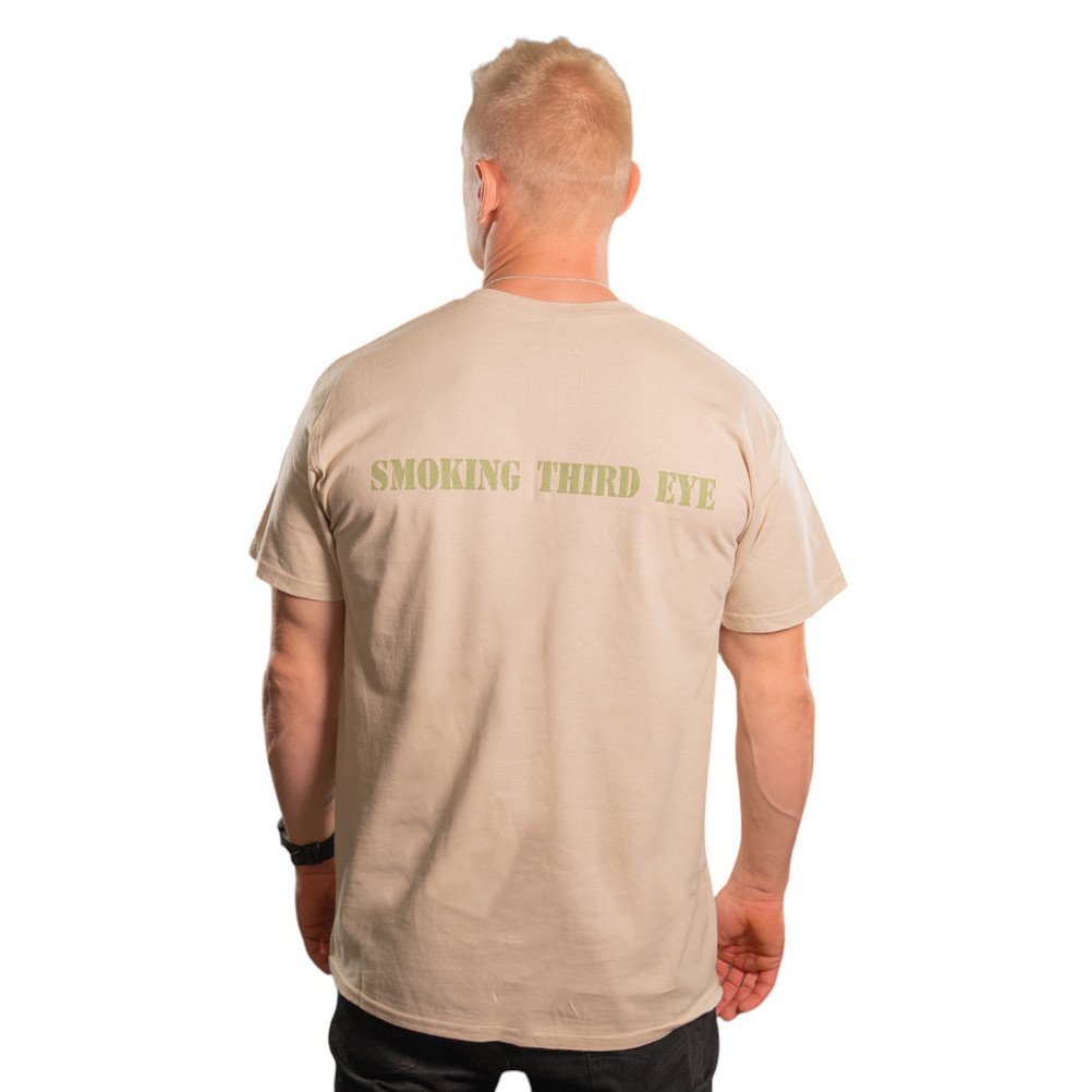 Smoking Third Eye Logo T-Shirt - Tan / Green