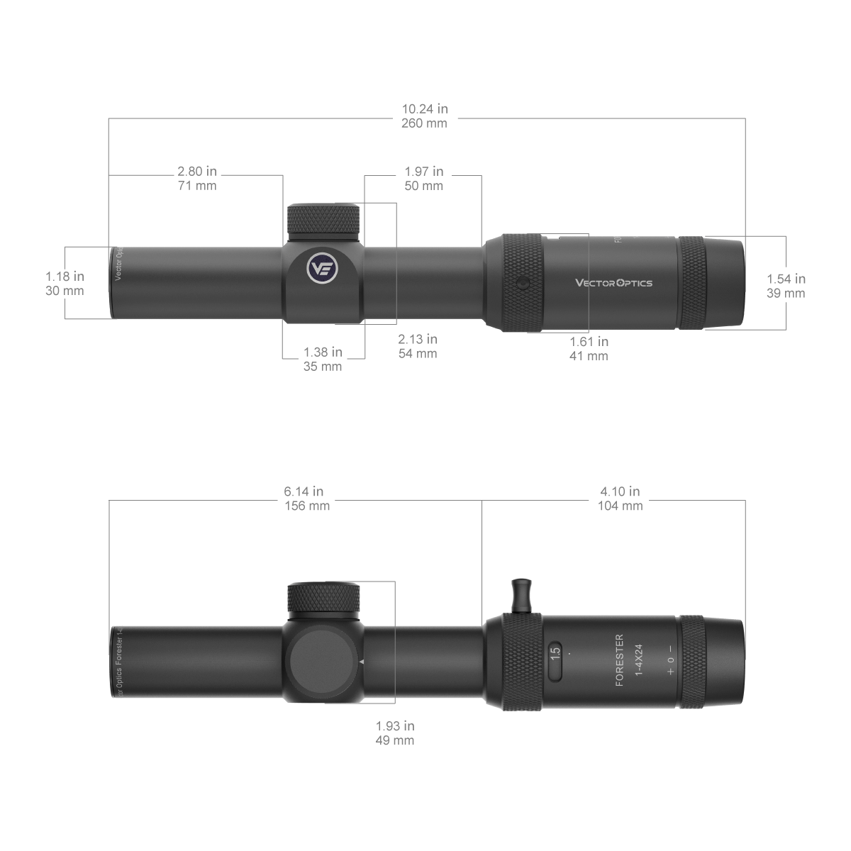 Vector Optics Forester Jr 1-4x24 SFP VFD-3 1/2MOA 30mm Rifle Scope