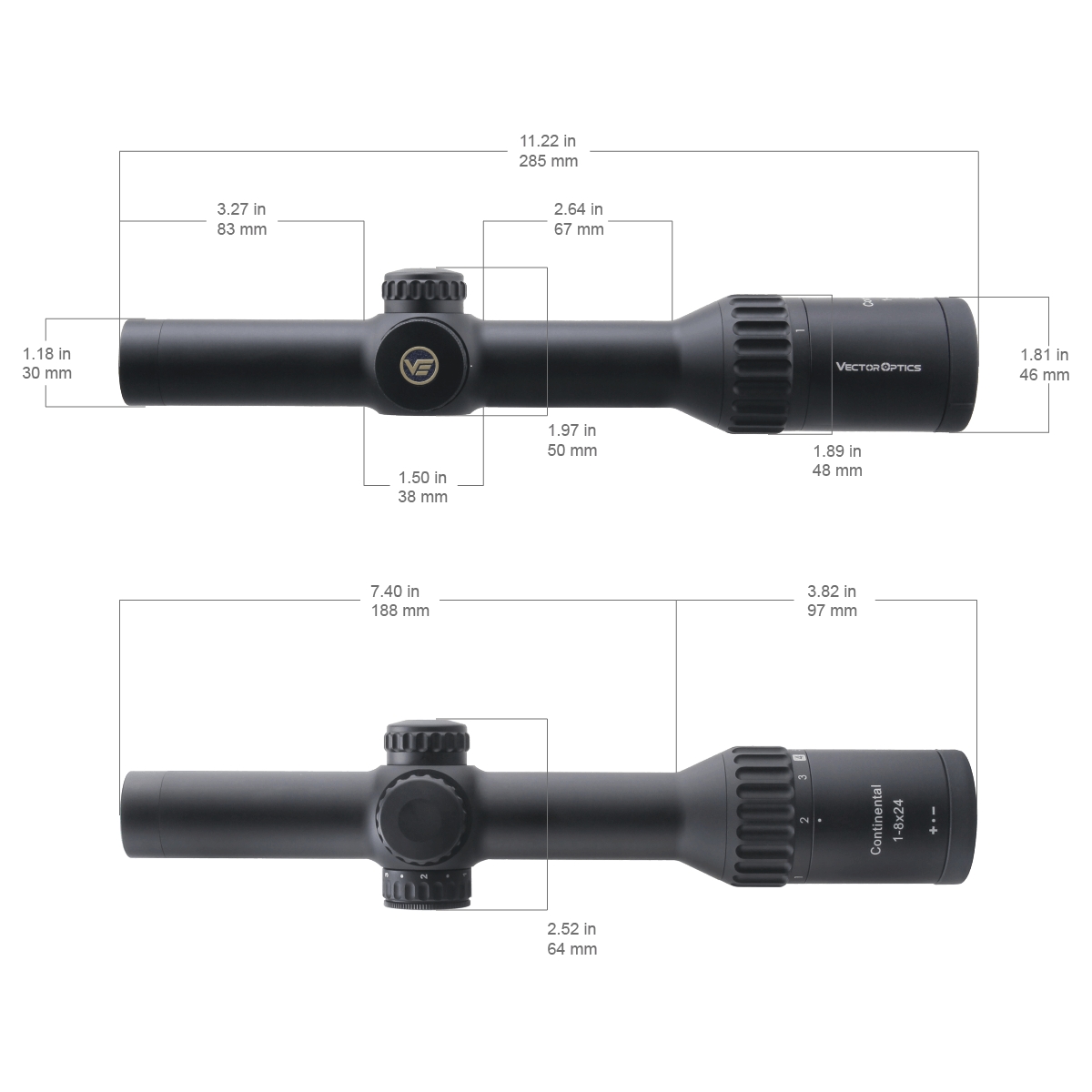 Vector Optics Continental X8 1-8x24 SFP ED 1/2MOA 30mm Rifle Scope