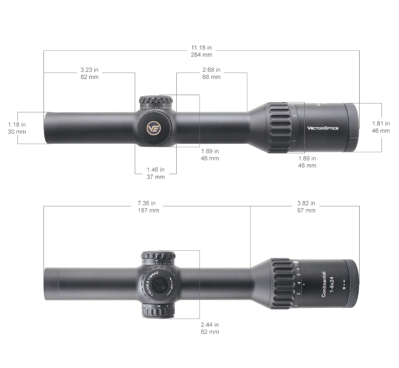 Vector Optics Continental x8 1-8x24 SFP ED VET-BTR 0.1MRAD 30mm Tactical Rifle Scope w/ Free Weaver Rings