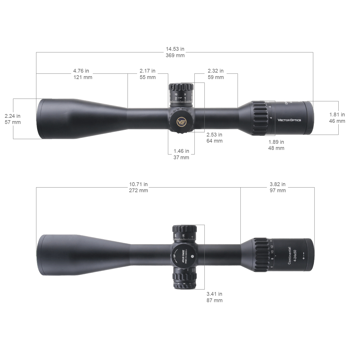 Vector Optics Continental 4-24x50 ARI SFP Illuminated VCT-20A 0.1 MRAD Zero Stop Rifle Scope