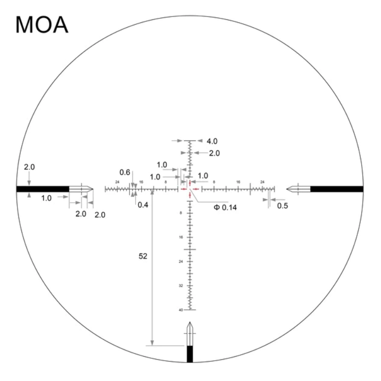 Arken Optics SH-4J 6-24x50 FFP Illuminated 34mm VHR Zero Stop Rifle Scope - MOA