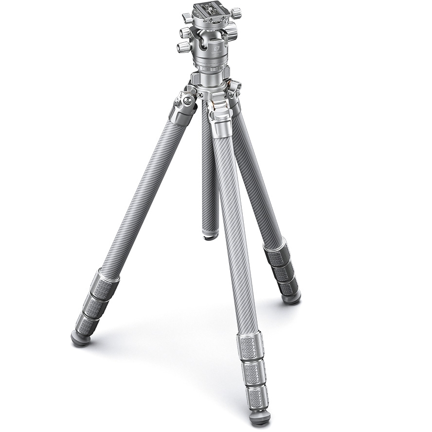 Leofoto Wings of God SILVER LG324C 10 Layer Carbon Water Corrosion Resistant Titanium Feet Spider Tripod with LH-40R Low Profile Ball Head