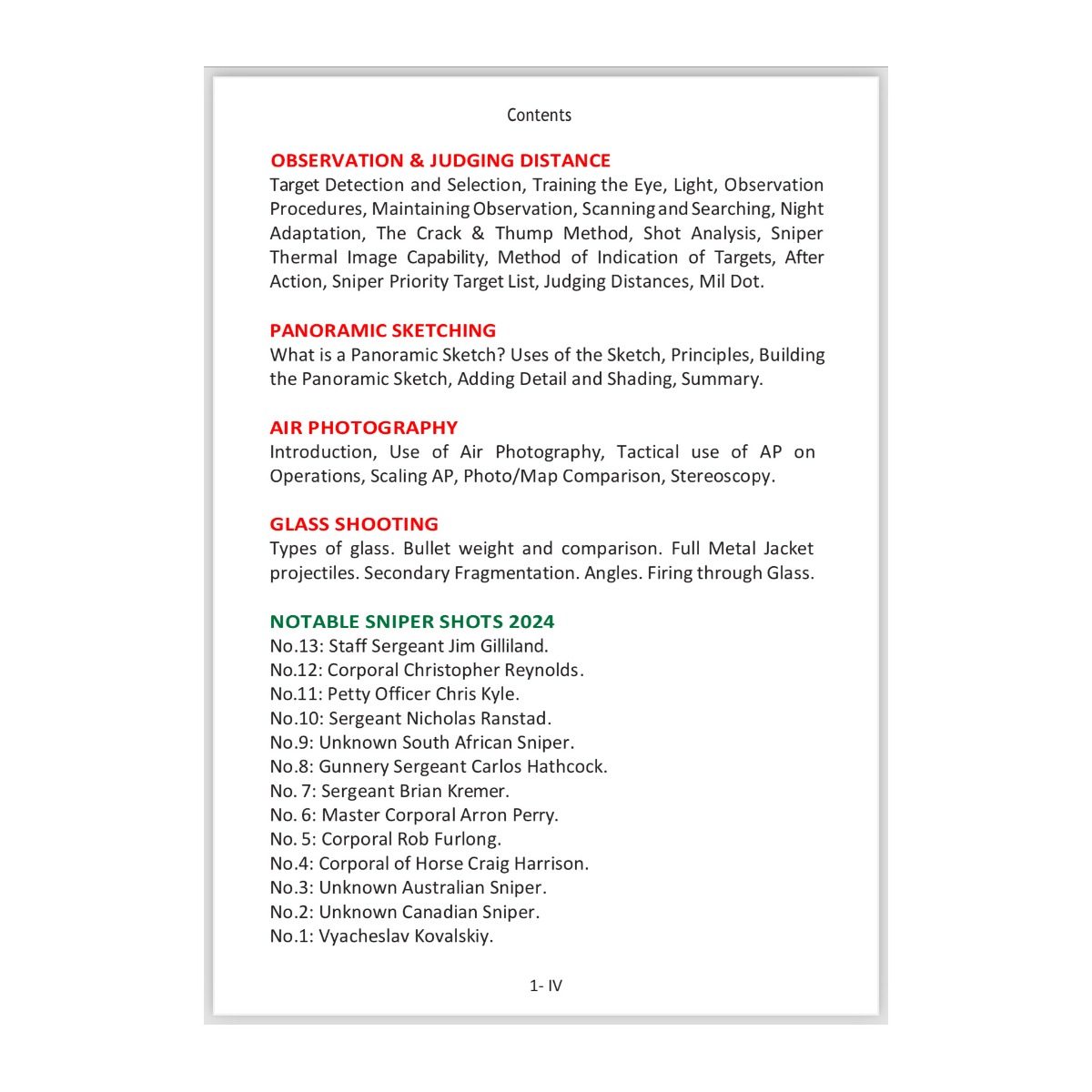 Sniper Pocket Book by Frank Fletcher (4th Edition, 2024)