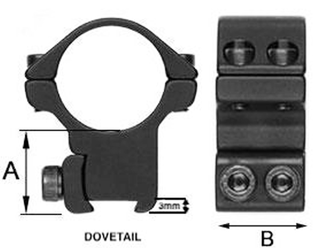 WULF by Sportsmatch - 13mm Dovetail (BSA) Rings for 30mm Maintubes (Height Adjustable)
