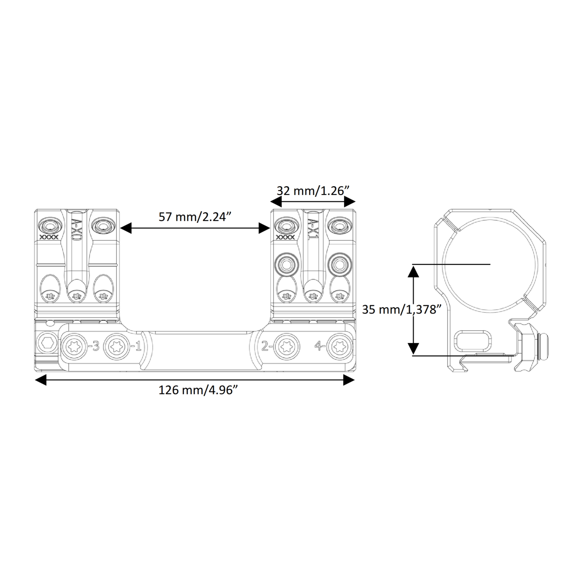Spuhr Aluminium One-Piece 36mm Dovetail Rifle Scope Mount - 14MOA
