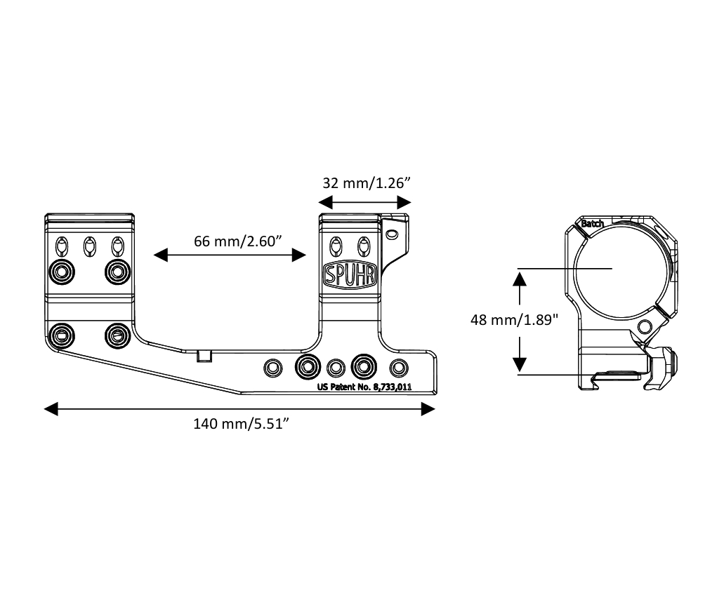 Spuhr ISMS SP-4024C 34mm H48mm 0MIL PIC Gen3 Scope Mount