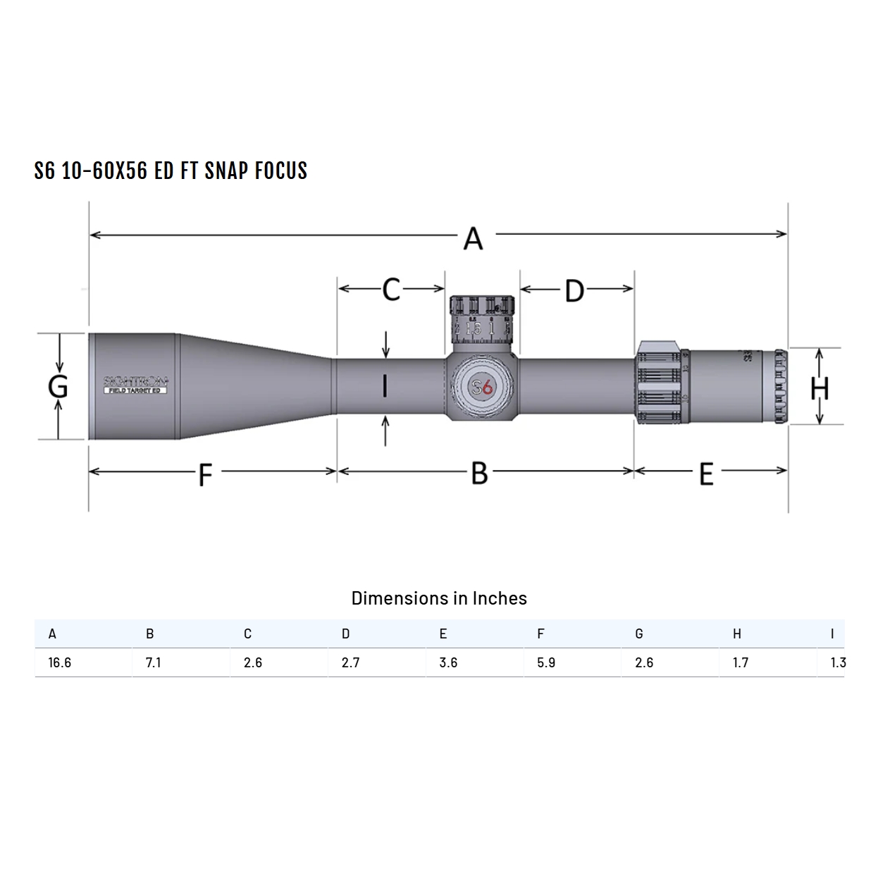 Sightron S6 10-60x56 ED SFP IR MOA-2FT 1/0MOA 34mm Rifle Scope