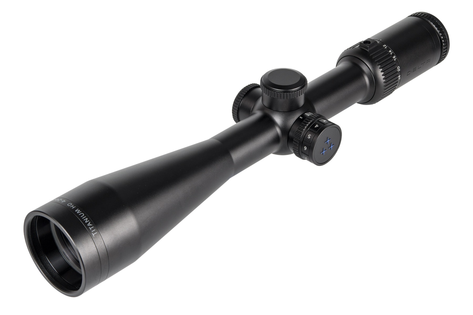 Delta Titanium HD 4-24x50 SFP Illuminated Half Mil Interchangeable Turret  Rifle Scope