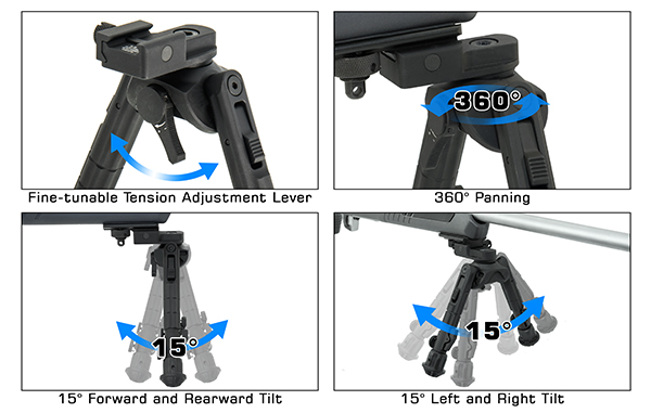 UTG Recon 360 TL 7-9" Centre Height Picatinny Bipod