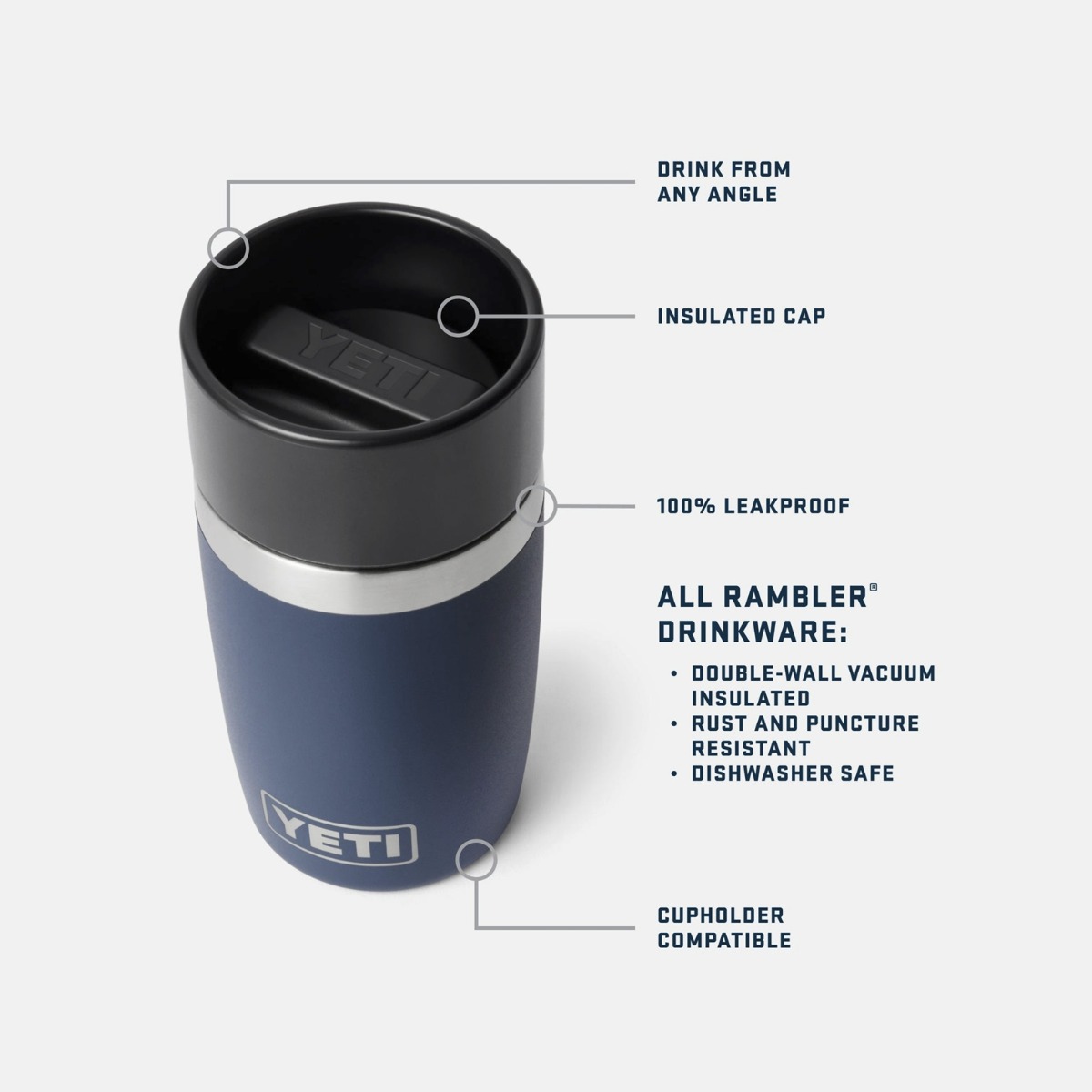 YETI Rambler 8oz (236ml) Insulated Travel Bottle with Commuter Cap