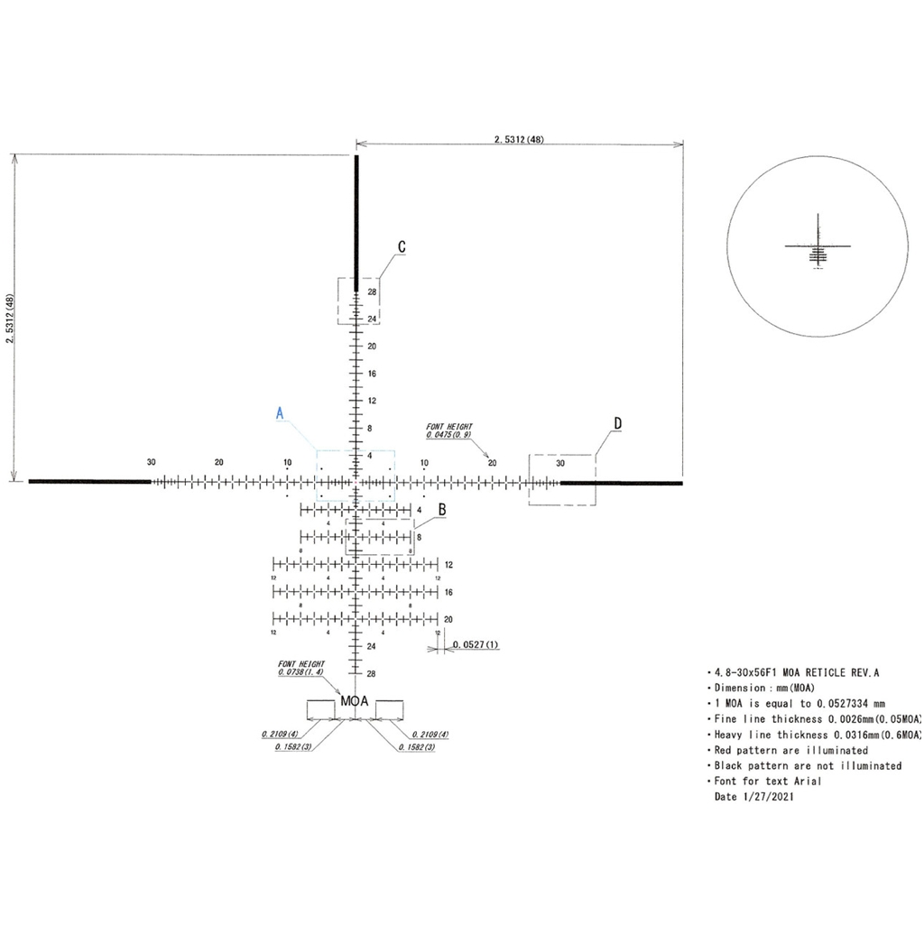 Valdada Mini G2 4.5-28x50 FFP Illuminated MOA ¼ MOA 34mm Zero Stop Rifle Scope