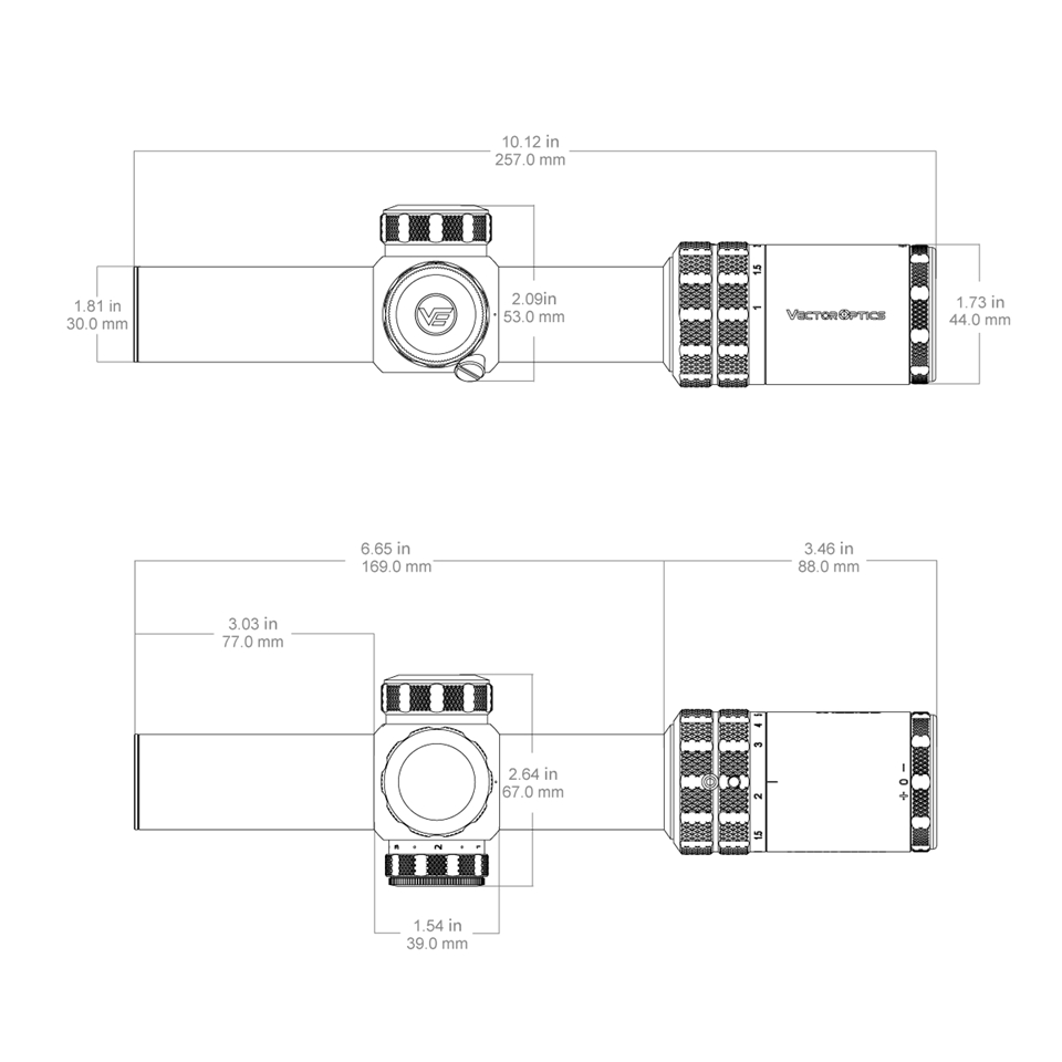 Vector Optics Grizzly 1-6x24i SFP HD German #4 Fiber 1/10MIL LVPO 30mm Rifle Scope