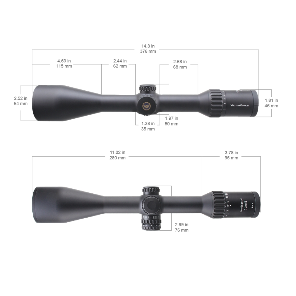 Vector Optics Continental x8 3-24x56 SFP ED IR German #4 Fiber 1/4MOA 30mm Rifle Scope