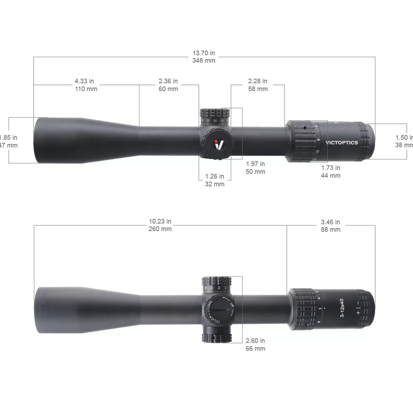 Vector Optics Victoptics S4 3-12x40 SFP MDL 1/10 MIL 30mm Rifle Scope