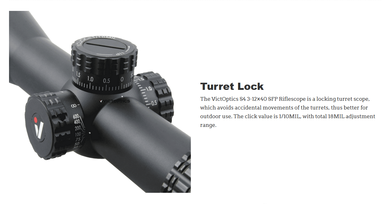 Vector Optics Victoptics S4 3-12x40 SFP MDL 1/10 MIL 30mm Rifle Scope