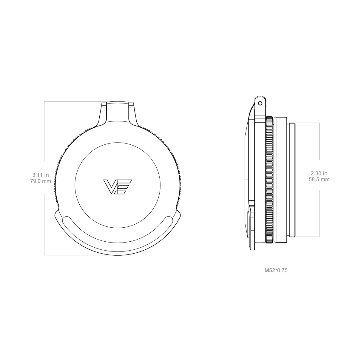 Vector Optics Continental 50mm Metal Flip-Up Cap with 35mm Aperture Ring