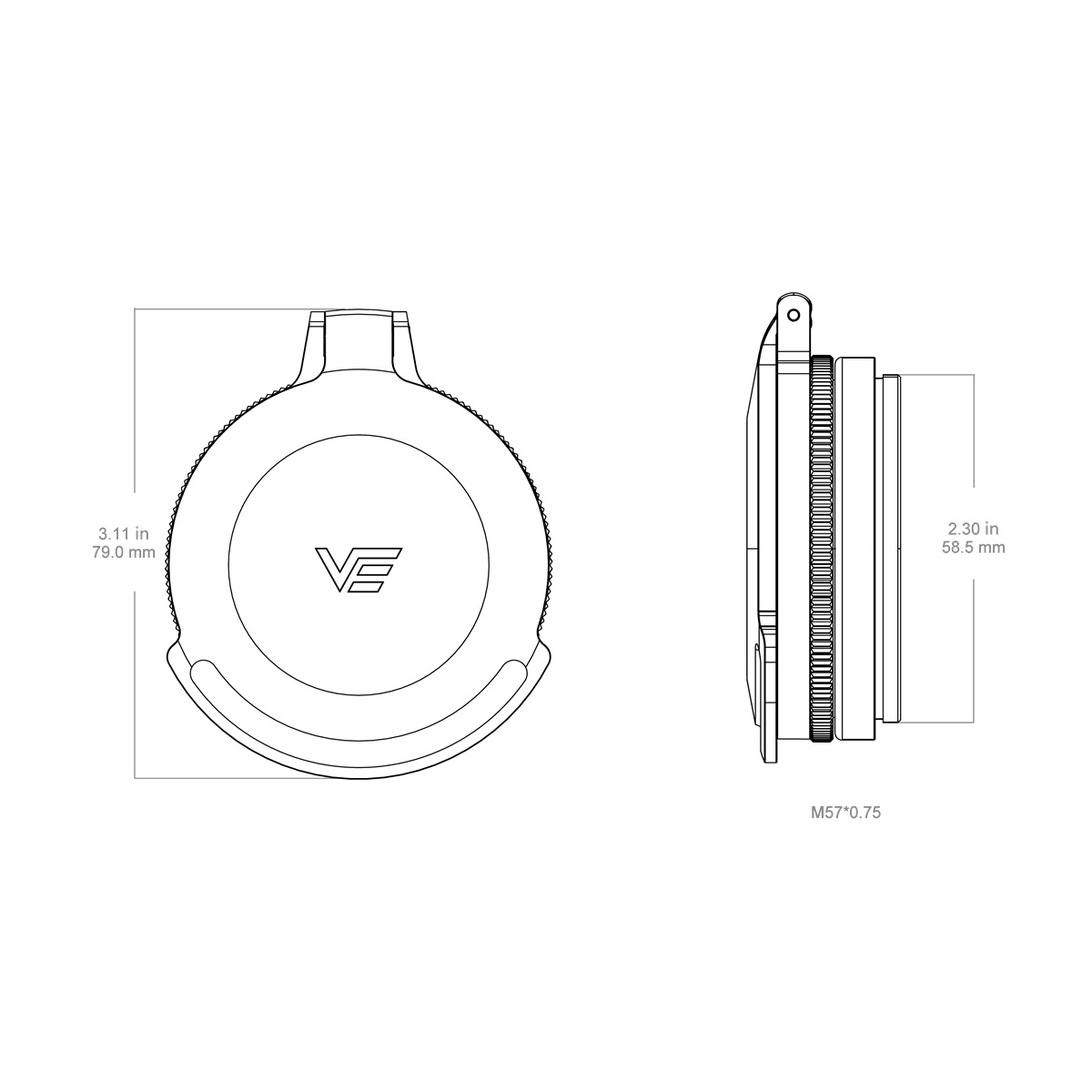 Vector Optics Continental 56mm Metal Flip-Up Cap with 40mm Aperture Ring