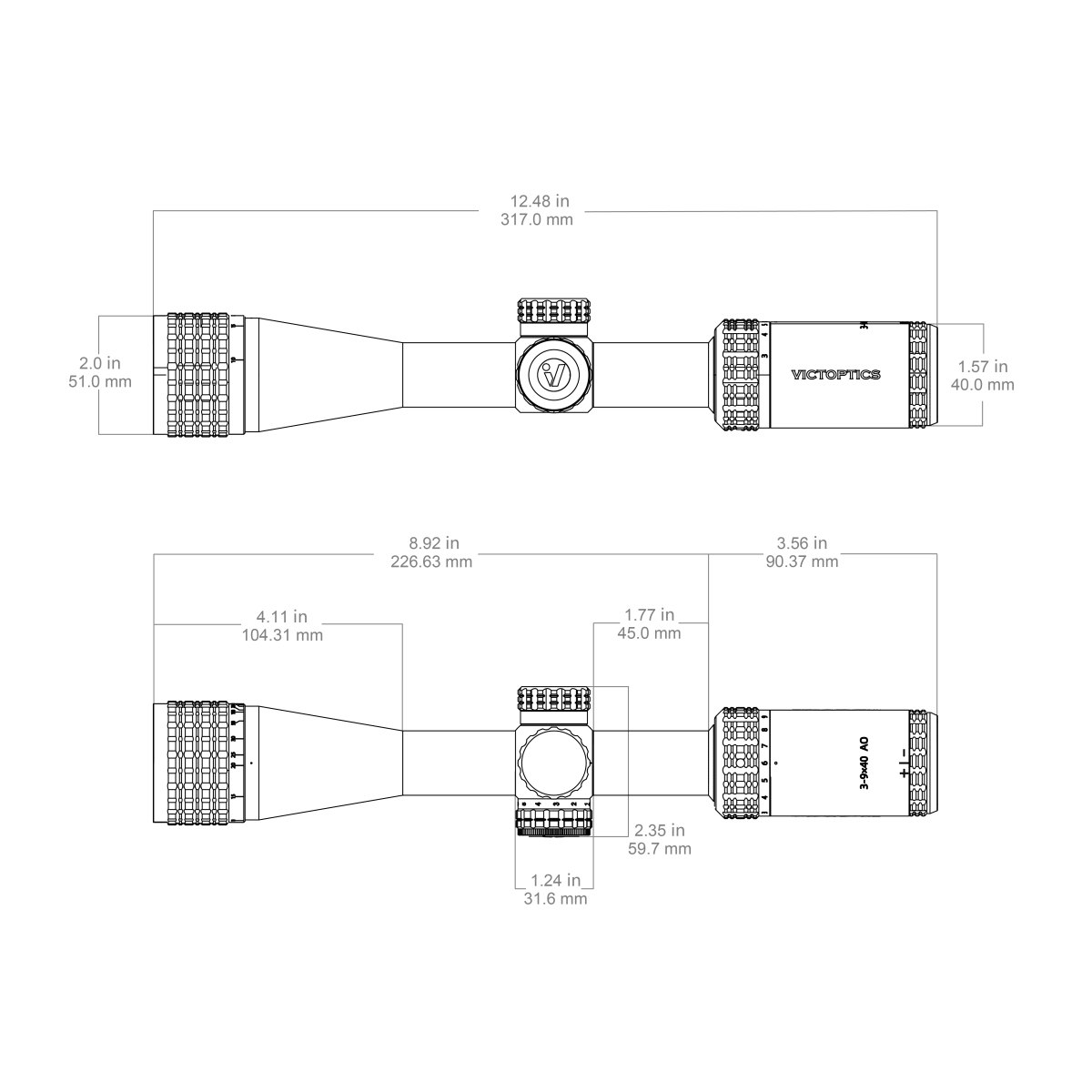 Vector Optics Victoptics SOI 3-9x40 AO SFP VNM-1 1/10 MIL 1" Rifle Scope