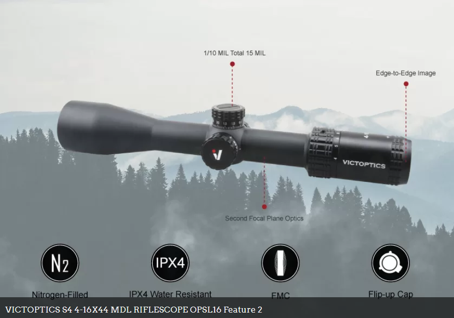 Vector Victoptics AGN 4-16x44 SFP Non IR 0.1MRAD Side Focus 30mm Rifle Scope inc Free Weaver Mounts