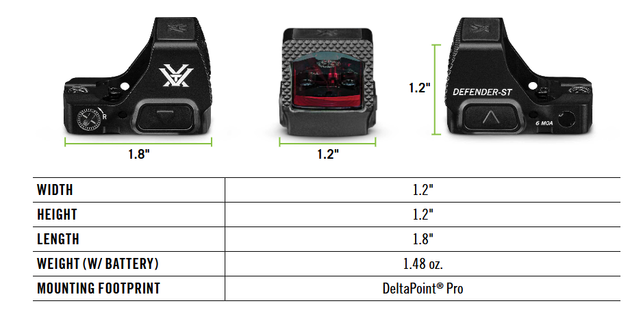 Vortex Defender-ST™ 6 MOA Micro Red Dot 