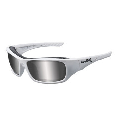 Wiley X Shooting Glasses With Polarized Silver Flash (Smoke Grey) Lenses and a Matte White Frame