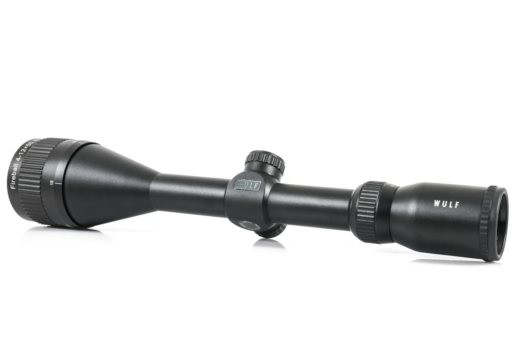WIN A: WULF Fireball 4-12x50 Adjustable Objective 10 Yards Minimum Half Mil Dot Reticle 0.1 MRAD Clicks Rifle Scope + Dovetail Mounts & WULF 1 Inch Bubble Level