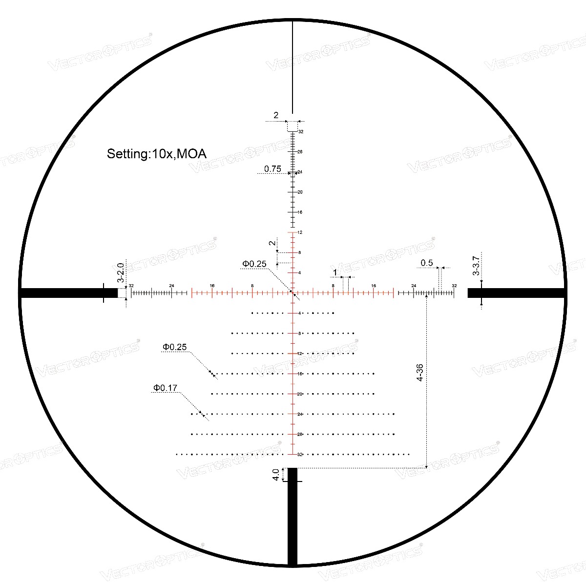 Vector Zalem 4-48x65 ED SFP Illuminated 1/8 MOA  Riflescope