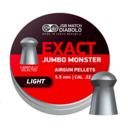 JSB Match Diabolo Exact Jumbo Monster Light .22 5.52mm Pellets - 200 Pack