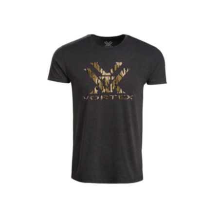Vortex Men's Mossy Oak Bottomland Camo Core Logo Short Sleeve T-Shirt - Charcoal Heather - Medium