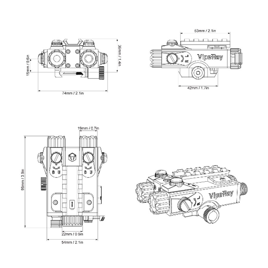 VipeRay Green and IR Laser Combo GenII diagram