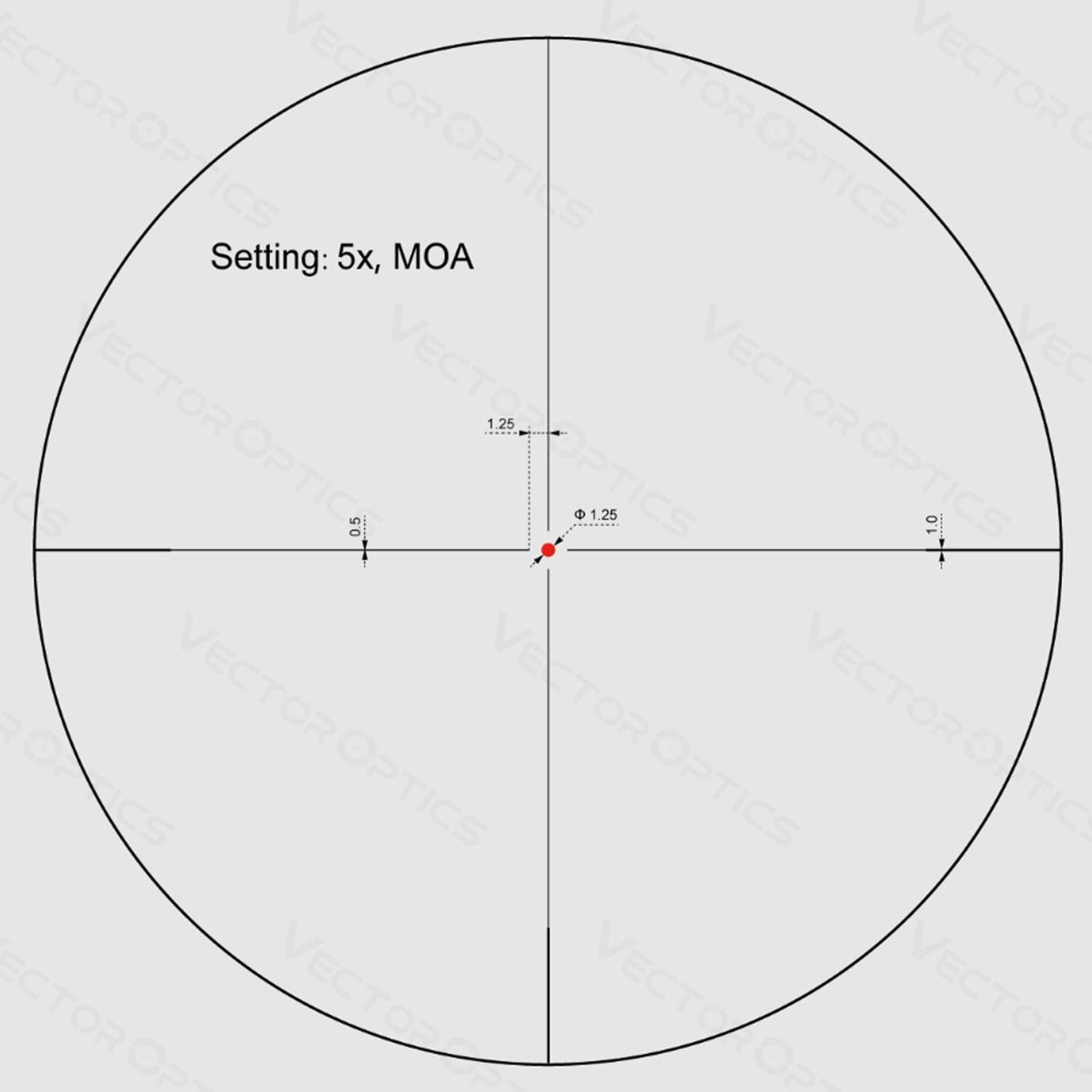 Vector Optics Forester 1-8x24 SFP 1/2 MOA Rifle 30mm Illuminated Rifle Scope- Reticle image