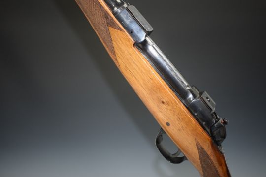 BSA Majestic .270 bolt-action rifle with chequered semi-pistol grip and forend, gold named