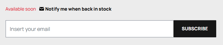 Notify me when back in stock box